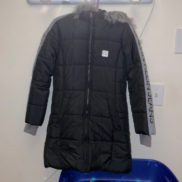 EUC girls long CK coat size Large (12/14)